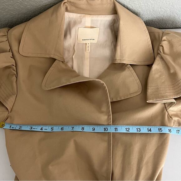 Rebecca Taylor Faille Ruffle Trim Trench Coat Medium EUC - Picture 10 of 12